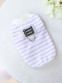 PETCIRCLE 1 件宠物服装，狗/猫背心背带，可爱条纹图案 - 紫色和白色条纹 - 彩色 - 查看 6