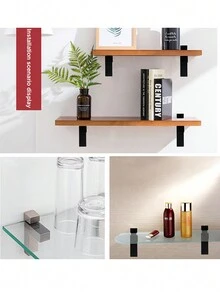 2pcs F-Shaped Duck Bill Clamps, Glass Shelf Brackets For Bathroom & Kitchen, Glass Fixing Hardware Kitchen Items Kitchen Accessories Kitchen Tools - Multicolor - View 11