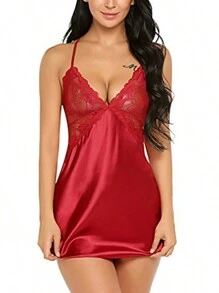 Women Nightgowns & Sleepshirts - 玫瑰紅 - 查看 2