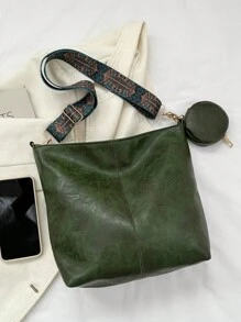 2026夏季新款时尚手提包、单肩包、托特包，高品质大容量通勤水桶包，女士款 - 綠色 - 查看 3