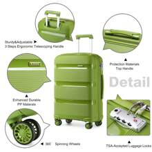 Lightweight Hard Shell Suitcase 20/24/28 Inch Or 3 Piece Set With Spinner Wheels TSA Lock Cabin Carry On Check In Travel Trolley For Holiday - Green - View 9