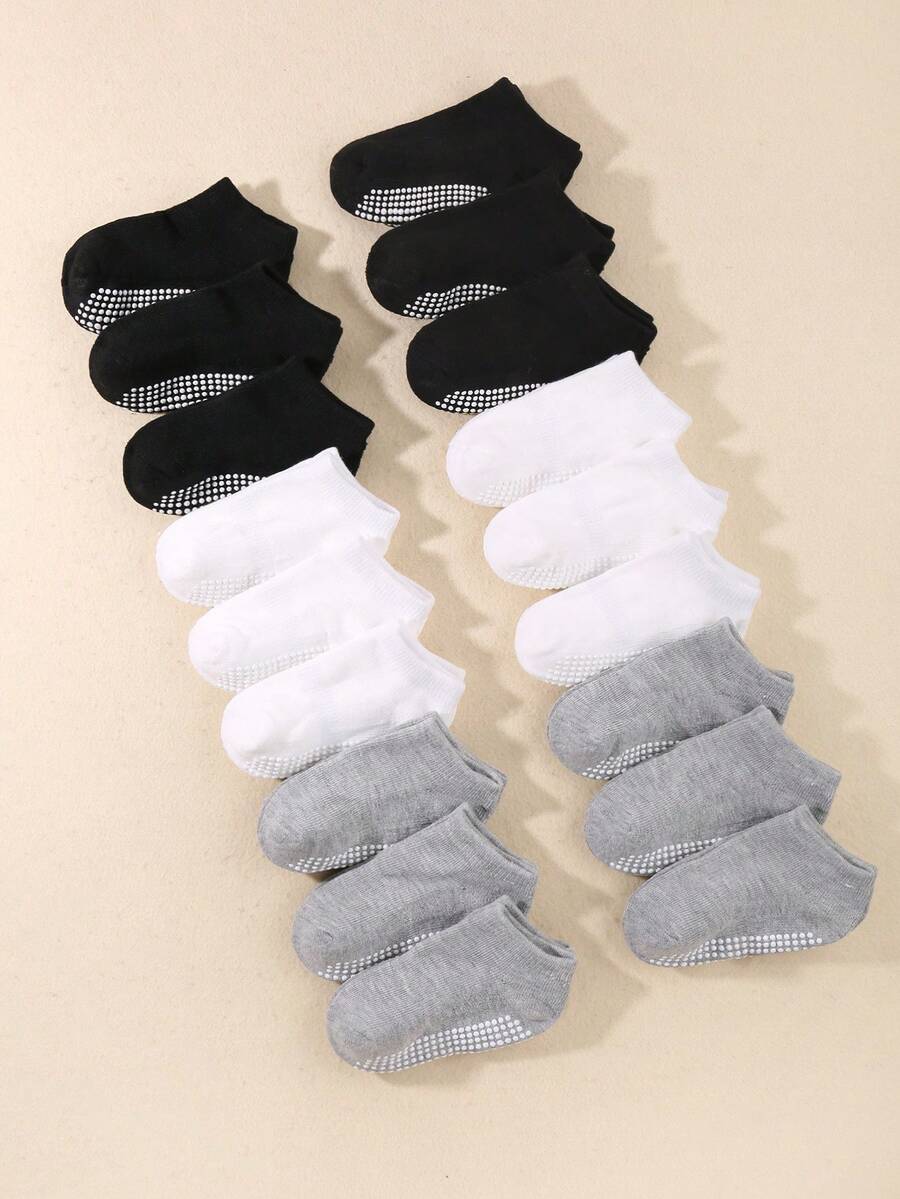 12/18 Pairs Baby Non Slip Grip Ankle Socks With Non Skid Soles For