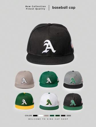 1 件装男士字母刺绣嘻哈帽，休闲男女通用遮阳帽