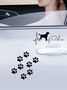 1 pieza Perro con latido de corazón, 1 pieza Perro trepando por la ventana, 1 pieza Huella de pata de perro, Pegatinas personalizadas de perro para coche, Pegatinas de la serie de perros de material PVC, Color negro opcional, Pegatinas de dibujos animados lindos, Cubierta de arañazos, Adecuado para accesorios de automóvil, motocicletas, fácil de instalar y sin residuos, Decoración de automóvil, Accesorios de automóvil para mujeres, Suministros de automóvil - Negro - Ver 4