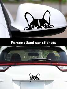 1 pieza Perro con latido de corazón, 1 pieza Perro trepando por la ventana, 1 pieza Huella de pata de perro, Pegatinas personalizadas de perro para coche, Pegatinas de la serie de perros de material PVC, Color negro opcional, Pegatinas de dibujos animados lindos, Cubierta de arañazos, Adecuado para accesorios de automóvil, motocicletas, fácil de instalar y sin residuos, Decoración de automóvil, Accesorios de automóvil para mujeres, Suministros de automóvil - Negro - Ver 10