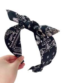 Băng đô cài tóc nữ mùa hè mẫu mới đơn giản phong cách vintage họa tiết paisley hoa nơ tai thỏ bản rộng vải màu sáng thời trang phụ kiện tóc - Nhiều màu - Xem 13