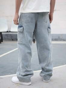 Logeqi® Jeans Vaqueros Azules Lavados De Moda Para Hombre - Azul - Ver 6