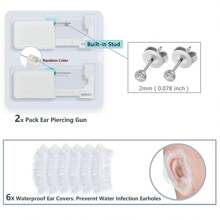 8 Stücke/Set Ohrring-Piercing-Kit, Einweg-Ohrring-Pistolen-Kit, Edelstahl mit Zirkonia Ohrring Stecker, Selbst Ohrring-Piercer-Kit für Zuhause mit Ohrring Stecker