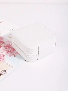 1pc Fashionable Portable Travel Jewelry Box, Exquisite Synthetic Leather High Water Resistance Surface, Mirror Jewelry Case, Suitable For Daily Jewelry Storage Or Traveling With Accessories, Gift For Women And Girls