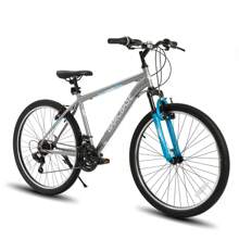 Hiland Bamcbase 26/27.5/29 Inch Adult Mountain Bike, Hardtail MTB Bike For Men And Women With Shimano 21-Speed Rear Derailleur, V-Brakes, Suspension Front Fork & High-Carbon Steel Frame, Grey/Black/Blue - Light Grey - View 1
