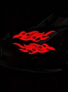 2入組火焰圖案汽車後視鏡貼紙裝飾性黏著式夜光反光汽車杠貼紙 - 彩色 - 查看 5