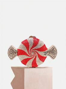 小型鑲嵌水鑽貨物形狀手拿包，閃爍晶瑩晚宴包豪華設計師水鑽手提包，適用於舞會、晚會活動場合，是她最好的禮物選擇 - 彩色 - 查看 2