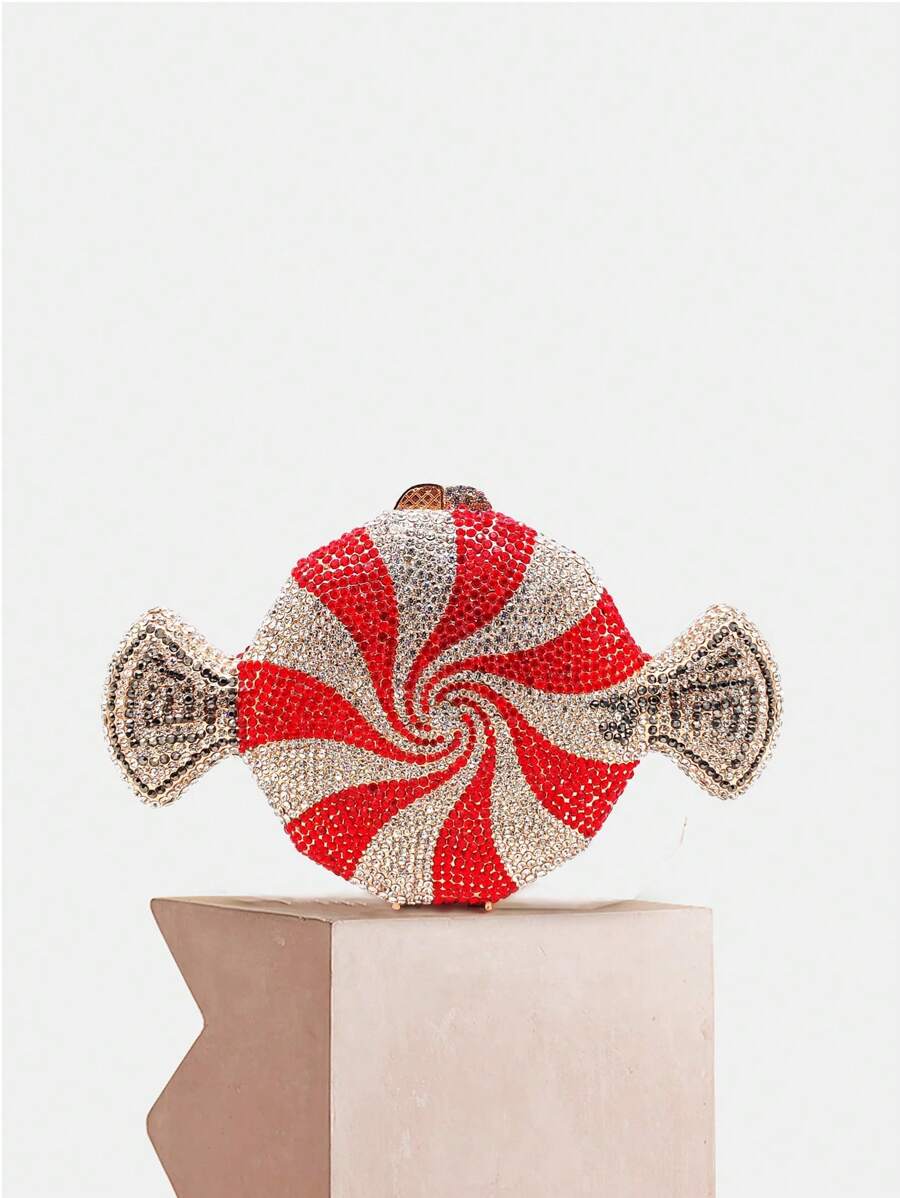 小型鑲嵌水鑽貨物形狀手拿包，閃爍晶瑩晚宴包豪華設計師水鑽手提包，適用於舞會、晚會活動場合，是她最好的禮物選擇