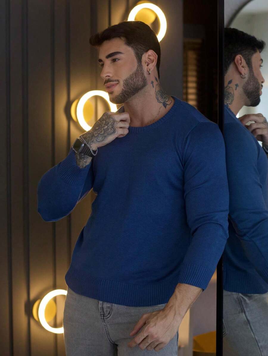 Men Sweaters - Màu xanh lam - Xem 1
