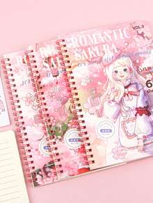 3pcs Random Cartoon Coil Notebook Cute Creative A5 Loose-Leaf Journal Stationery, Wholesale Highly Attractive Horizontal-Line Student Diary - Multicolor - View 2