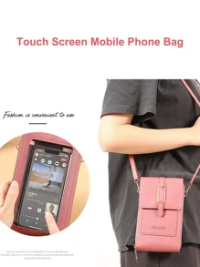 透明触屏手机钱包，斜挎手机钱包女式触屏包，女士小号斜挎包，带信用卡槽的手提包钱包白领上班族大学工作商务通勤办公室周年纪念情侣生日礼物情人节礼物女士钱包热粉色钱包手机钱包 - 淺粉色 - 查看 3