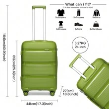 Lightweight Hard Shell Suitcase 20/24/28 Inch Or 3 Piece Set With Spinner Wheels TSA Lock Cabin Carry On Check In Travel Trolley For Holiday - Green - View 7