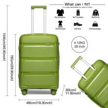 Lightweight Hard Shell Suitcase 20/24/28 Inch Or 3 Piece Set With Spinner Wheels TSA Lock Cabin Carry On Check In Travel Trolley For Holiday - Green - View 8