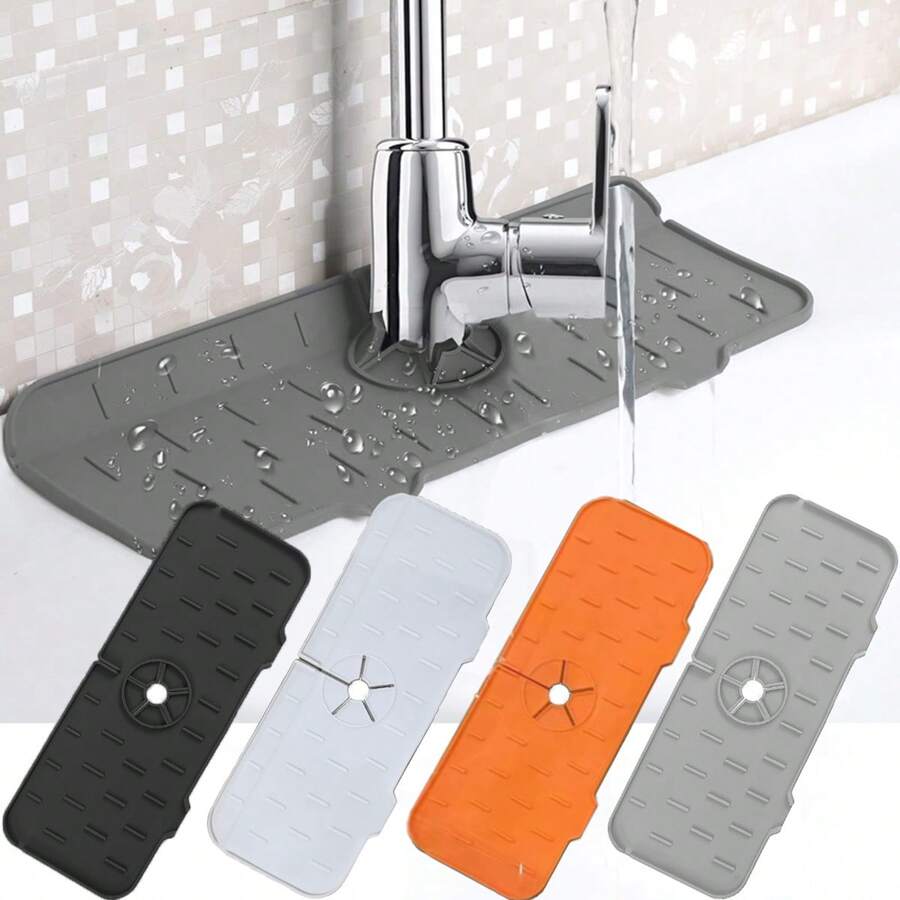 1 alfombrilla de drenaje de silicona/protector contra salpicaduras de grifo/organizador de herramientas de limpieza para fregaderos de cocina y baño