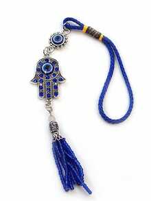 1入組魔鬼之眼土耳其藍眼鑽石十字匙扣吊飾，為背包、汽車鑰匙等配件帶來好運 - 彩色 - 查看 5