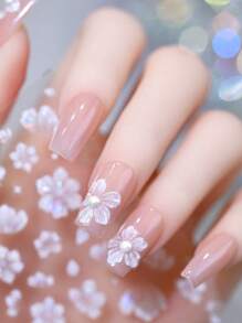 2024 Neue Mode Blumen Prägung Nail Art Sticker, glamouröse gefrorene Kamelien Blumen Nail Decals für Frauen
