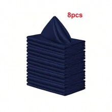 8/16/24张散装婚礼餐巾，优雅方形餐桌餐巾，缎面餐巾，适用于餐厅、宴会、毕业派对、返校季（43*43厘米/17*17英寸） - 藏青 - 查看 4