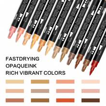 Set de 12 couleurs de tons de peau/12 couleurs standard/24 couleurs de marqueurs à double extrémité avec base acrylique en couleur chair. Parfait pour les portraits, le manga, l'anime, l'illustration, la Fête des Mères, les cadeaux pour maman, la rentrée scolaire et les fournitures scolaires