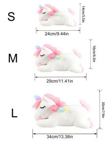 Molutian 3 种尺寸独角兽毛绒玩具独角兽填充动物枕头玩具可爱柔软粉色独角兽毛绒玩具带彩虹翅膀女孩礼物家居装饰、独角兽、填充动物、毛绒玩具 - 白色 - 查看 4