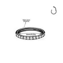ADYJELY 1 pezzo Anello nasale a cerniera in acciaio inossidabile con CZ trasparente, 16G, anello a settore per setto nasale, labbra, sopracciglia, cartilagine, lobo, elice, daith, tragus, rook, piercing per orecchie e ombelico, anello per capezzoli, nero 6mm 8mm 10mm, gioielli per piercing per il corpo per donna e uomo
