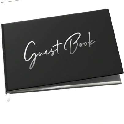 Black Guest Book, Suitable For Weddings, Parties, Gatherings, Etc. For Guests To Leave Messages And Signatures; Also Suitable For Memorial Services; Elegant Blank Pages For Signing And Photo Taking; Hardcover Guest Book; Share Memories; Funeral Guest Book