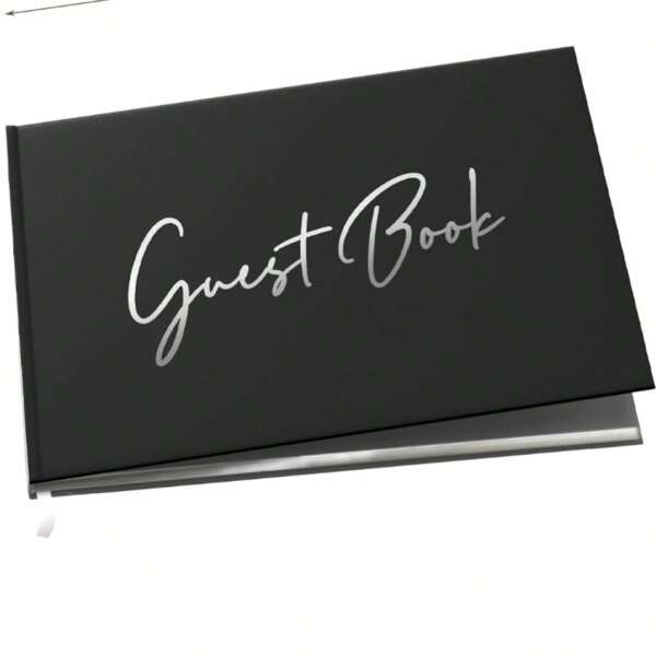 1pc Black Guest Book, For Wedding, Party, Gathering Guests' Messages And Signatures, Black Guest Book For Memorial Service, Elegant Blank Page For Sign-In And Photos, Hardcover Guest Book, Share The Memory, Funeral Guest Book