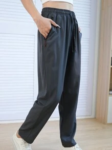 Women's Sports Trousers Ice Silk Trousers Men And Women Flat Nine Trousers With Hemming Quick-Drying Loose Sports Casual Trousers