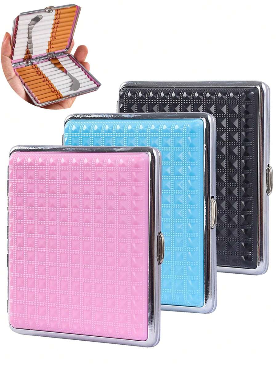1PC Cigarette Case For 85mm King Size 20 Capacity Cigarettes Box Plastic Portable Thin Cigar Boxes Pocket Cigarettes Holder Storage Container For Men Women Gift For Smoker ,Smoking Accessories, Cigarette Storage, Sigaretten Doos - Multicolor - View 1