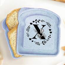 1入組手提三明治盒吐司便當，可重複使用的學生食品容器，零食盒創意26個首字母三明治盒，辦公室工作者便當盒