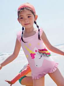 mini bala Traje de baño de una sola pieza ligero para bebé niña con protección solar para el verano