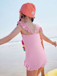 mini bala Traje de baño de una sola pieza ligero para bebé niña con protección solar para el verano