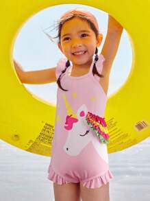 mini bala Traje de baño de una sola pieza ligero para bebé niña con protección solar para el verano