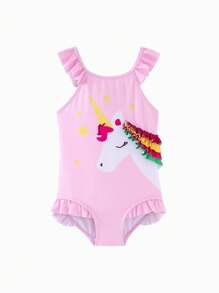 mini bala Traje de baño de una sola pieza ligero para bebé niña con protección solar para el verano