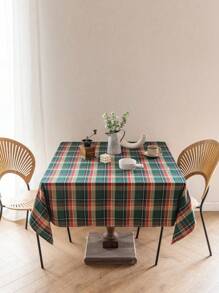 1 pieza Mantel Vintage de Cuadros, estilo moderno y sencillo, tela de poliéster antiarrugas, cubierta cuadrada decorativa para mesa de comedor, cocina, sala de estar, fiestas y picnic