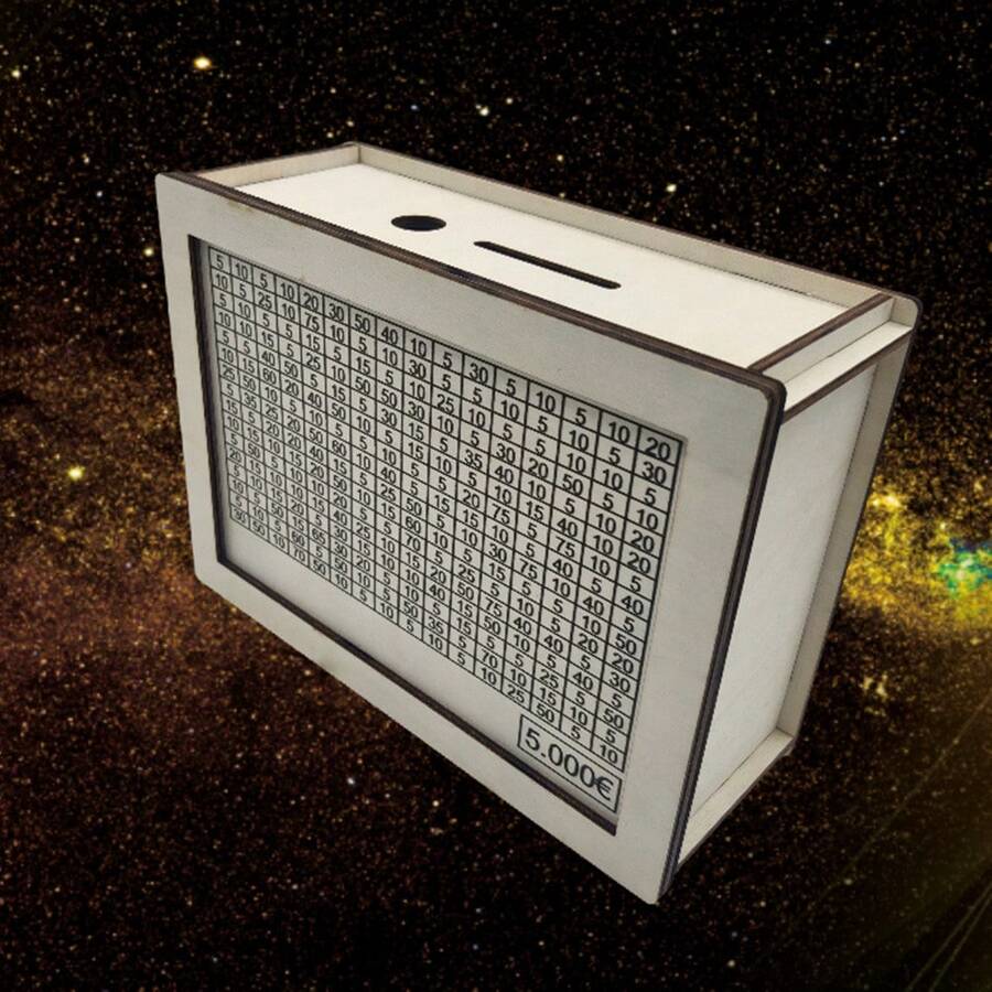 1入組木製收納盒，可裝5000枚，現金整理容器，辦公家具目標，用於青少年津貼追蹤的存錢罐 - 白色 - 查看 1