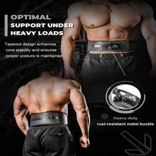 MANUEKLEAR Cowhide Quick Buckle Belt, Suitable For Men And Women, Weight Belt, Weightlifting Belt, Suitable For Squats, Deadlifts, Weightlifting, Etc - 黑色 - 查看 5