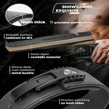 MANUEKLEAR Cowhide Quick Buckle Belt, Suitable For Men And Women, Weight Belt, Weightlifting Belt, Suitable For Squats, Deadlifts, Weightlifting, Etc - 黑色 - 查看 2