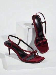 Party/Casual/Holiday Burgundy Bowknot Thin High Heel Sandals