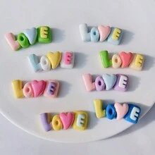 10/20/30入組隨機DIY "LOVE"字母高分子樹脂平貼裝飾，卡通耳環製作，髮飾，文具工藝品，手機殼，鑰匙圈，玻璃杯，冰箱磁材料，隨機顏色，7月4日耳環，珠串手鍊，貝殼項鍊，美國彩琺瑯徽章（7月4日），萬聖節 - 彩色 - 查看 7