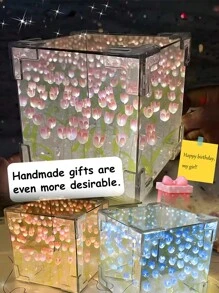 1 Miếng DIY Creative Qủa tặng Hoa uất kim hương Biển Đèn ngủ Với 10 Hoa Đối với Nhà Trang trí , Trang trí ngày lễ , Trang trí tường , Cắm trại , Buổi tiệc , Quà sinh nhật ; Cũng Như A Gương - Hồng - Xem 6