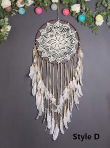 Thảm treo tường trang trí phòng ngủ phòng khách hình lông vũ thủ công Dream Catcher 1 chiếc, Trang trí nhà cửa, Trang trí phòng, Trang trí tường - Màu be - Xem 8