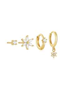 4Pcs Flower 925 Sterling Silver Earring For Women Fresh Style Stud Earring Suitable For Party Bridal Jewelry Valentines