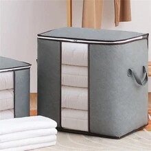 Quilt Storage Bag Transparent Visible Non-Woven Fabric Clothes Organizer Bag Wardrobe Storage Box - Grey - View 5