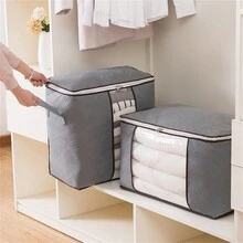 Quilt Storage Bag Transparent Visible Non-Woven Fabric Clothes Organizer Bag Wardrobe Storage Box - Grey - View 6