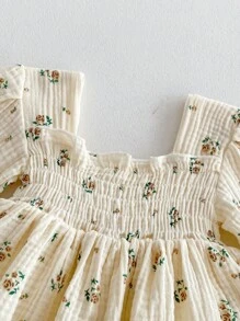 Barboteuse à fleurs d'automne pour bébé fille, robe de princesse avec volants mignons aux bas